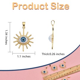 LEGENTLISUR 5Pcs 18k Gold Plated Charms Bulk Brass Pendants Sun with Evil Eye Charms for Jewelry Making Necklace Bracelet Craft DIY