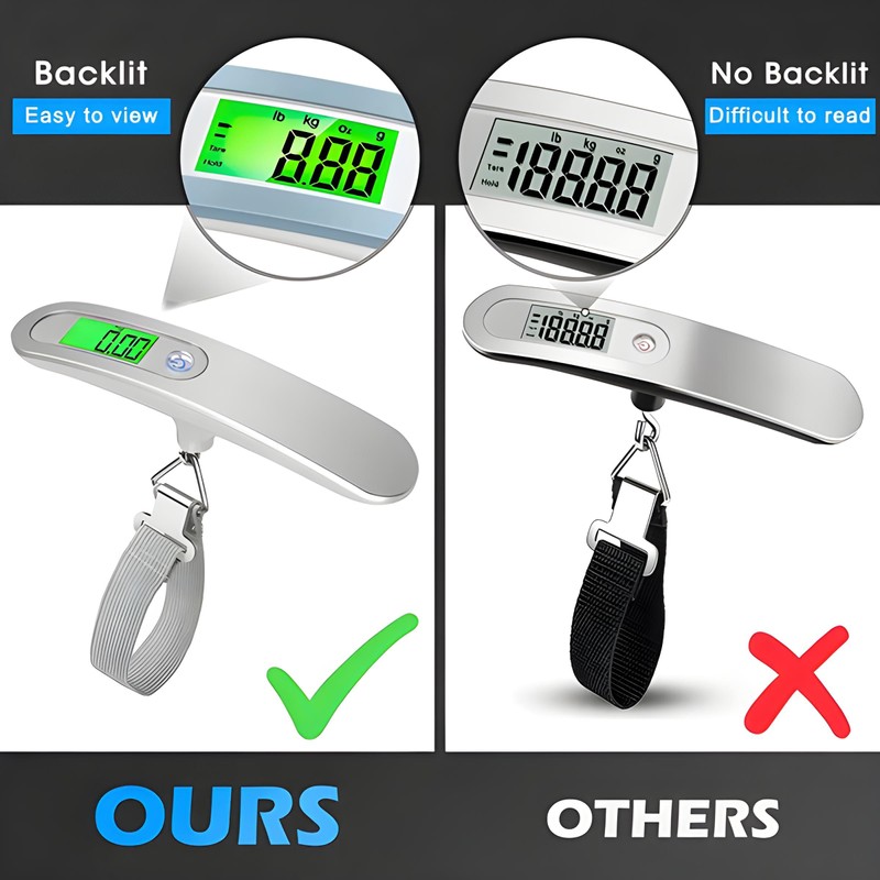 Luggage Weight Scale Portable LCD Display Electronic Scale 1G to