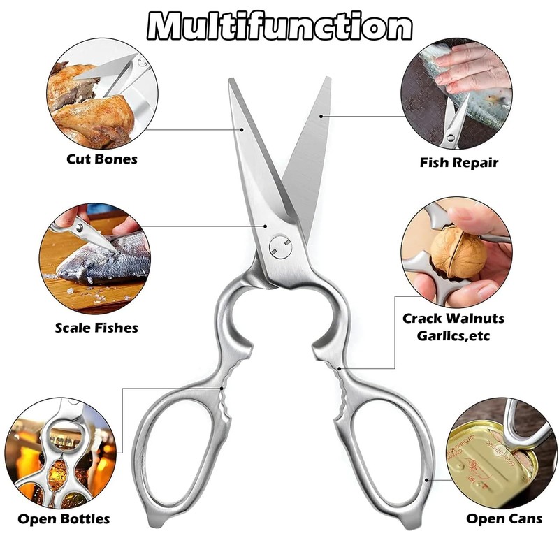 volumoon Kitchen Scissors, 4-in-1 Stainless Steel Kitchen Scissors, All-purpose Scissors,