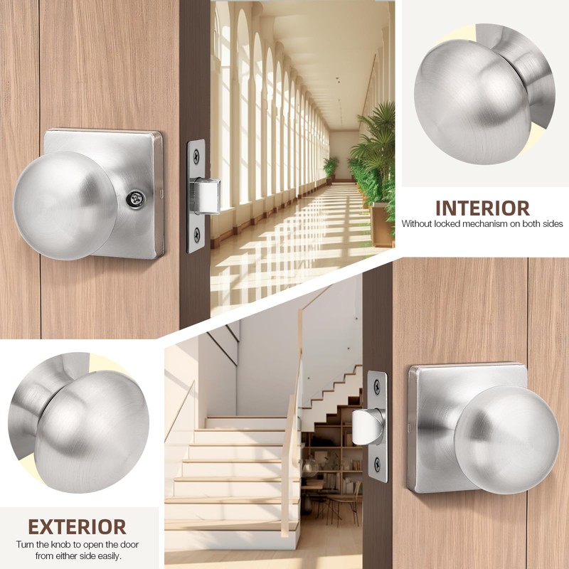 GOBEKOR 10 Pack Passage Door Knobs Keyless Interior Door Knobs