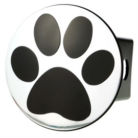 eVerHITCH Chrome Metal Embossed Emblem on Metal Trailer Hitch Cover (Fits 2" Receivers, Paw Foot Print)