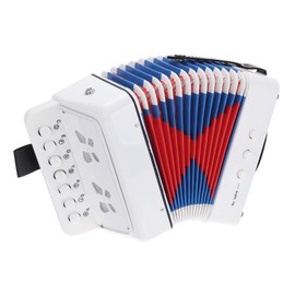 sourcing map Accordion 10 Keys Button Accordion Mini Musical Instrument Gifts for Adults Beginners Educational, White