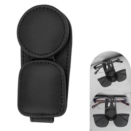 Dogary Sun Visor Eyeglasses Clip, Soft Leather Sunglasses Card Ticket Storage Clip, Multi-functional Double Clip Accessory, Universai Fit for Most Cars Trucks SUVs (Black)