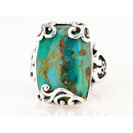 JTV Genuine Blue Turquoise Rhodium Silver Ring for Women (9)