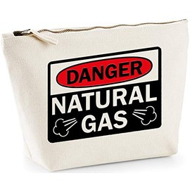 Hippowarehouse Danger Natural Gas printed make up cosmetic wash bag 18x19x9cm
