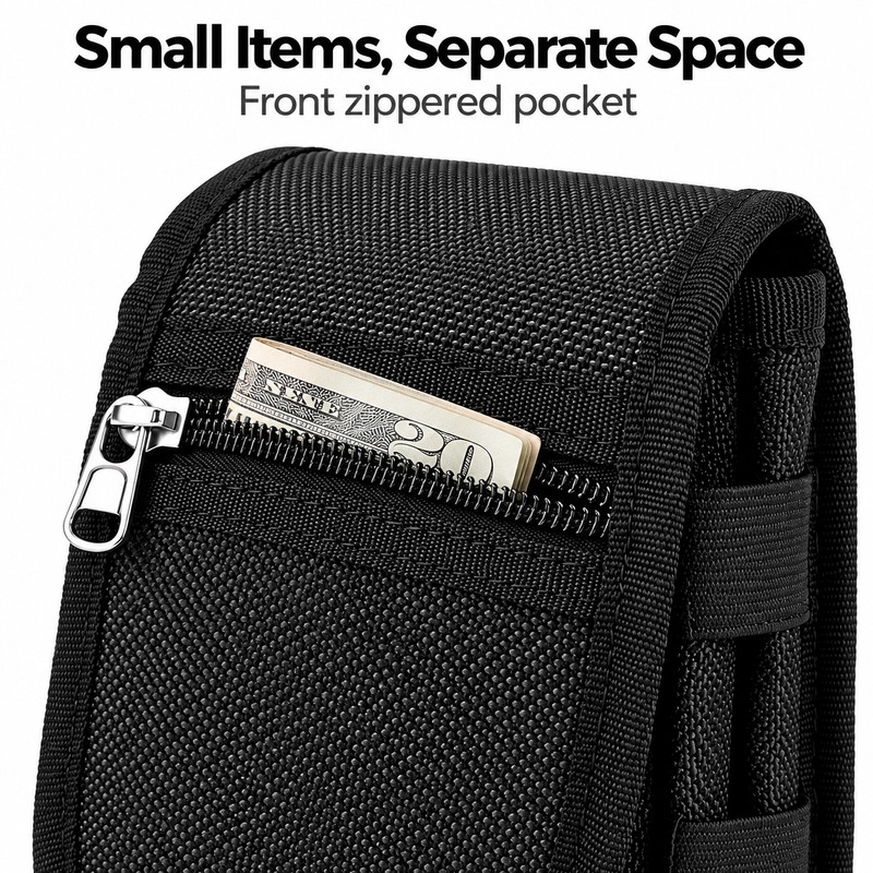 Phone Belt Pouch – Nylon Multi-Pocket Holder for Hands-Free Travel,