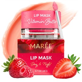 MAREE Lip Mask with Hyaluronic Acid  Coconut Oil - Overnight Collagen Lip Butter to Nourish  Hydrate Dry Cracked Lips - Moisturizer for Skin Care
