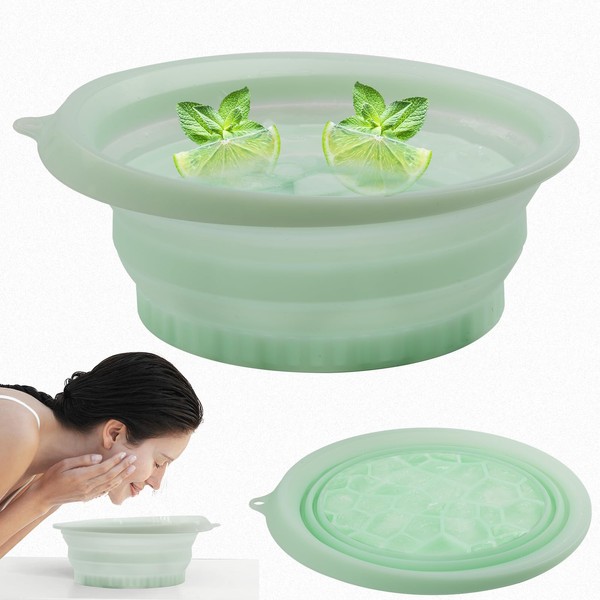 FORTAKASY Ice Facial Washbasin with Built-In Ice Tray, Foldable and