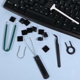 FdcZeyxior 6 PCS Keyboard Key Puller Set Keyboard Puller Set Key Cap Removal Tool Keys Extractor Tool Keyboards Cleaning Tools Keycap Pullers Kit with Keycaps Tweezers for Mechanical Custom Keyboards