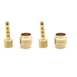 Easybikeparts Olive Metal Brake Hose Replacement for Magura MT2/MT4/MT5/MT6/MT7/MT8 Brakes - 2X Set of Olive and Barb, 5mm OD, 2.5mm Wall Thickness, Gold Color, Mountain Biking