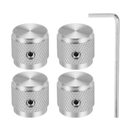 MECCANIXITY 4 Pcs Aluminium Potentiometer Knobs, 1/4" (6mm) Universal Volume Tone Control Knobs with Arrow Indicator for Guitar, 5/8" Silver
