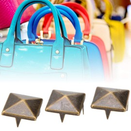 100 Pieces Pyramid Studs, 10-15mm Square Brass Dot Rivets 4 Claws Metal Rivets Beads Leather Decorative Square Rivets for Shoes, Bags, Bracelets, Clothes (Bronze 15mm)