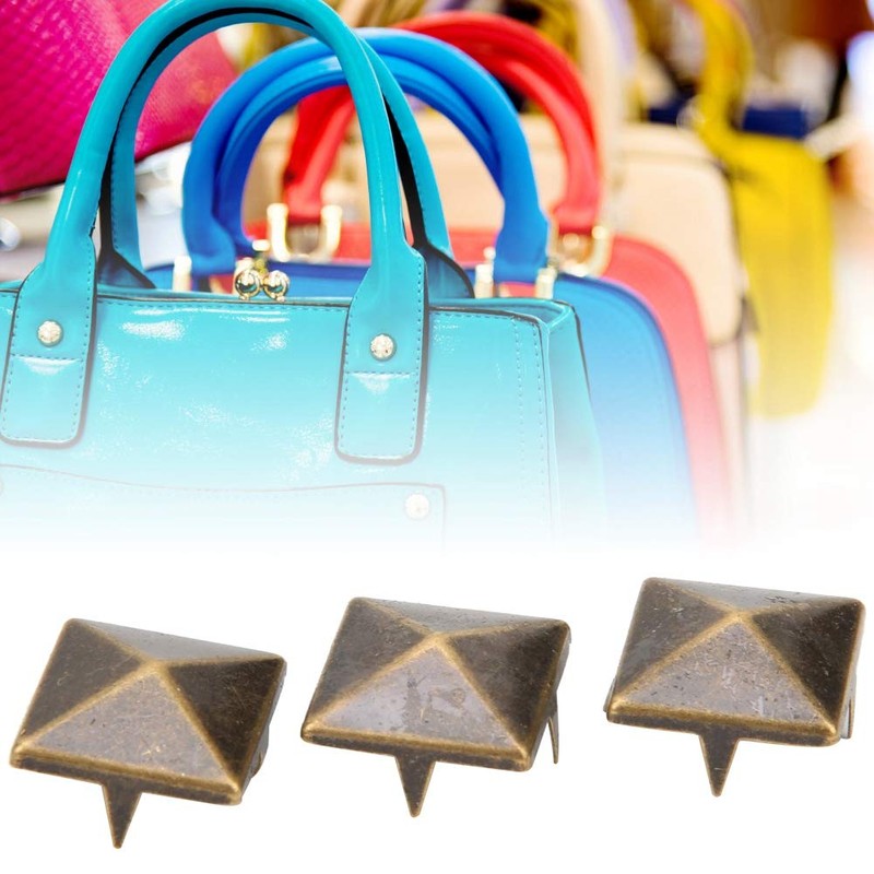 100 Pieces Pyramid Studs, 10-15mm Square Brass Dot Rivets 4