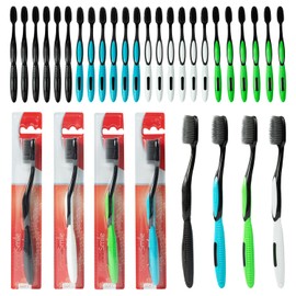 SmartSmile 72 Pcs Bulk Adult Toothbrushes Individually Packaged - Assorted Colors - Soft Charcoal Tapered Bristles - Popular Dental Office Patient, Travel, Donations, Hotels, Airbnb - #21-549
