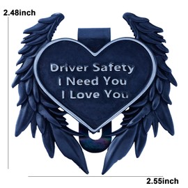 TEWAFOS Guardian Angel Visor Clip - Guardian Angel Visor Clips for Cars,Stainless Steel Wings Cross Sunshade Clip Driver Gift (Black Sliver)