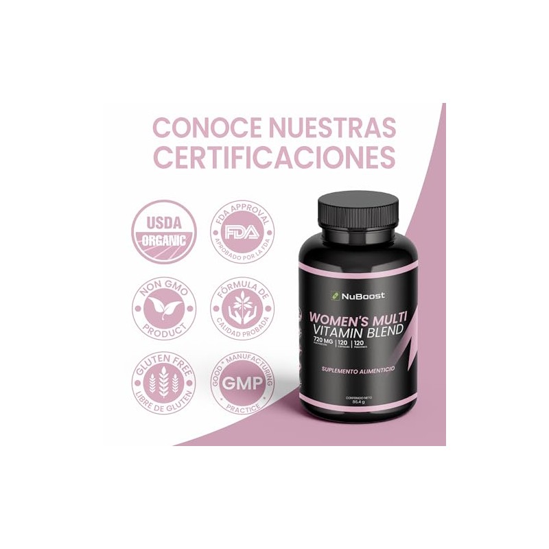 NuBoost Multivitamínico Mujer - 120 Cápsulas para 4 Meses -