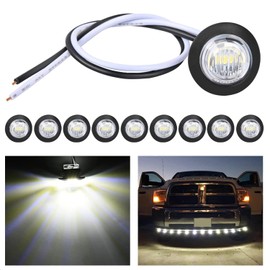 Nilight 10 PCS 3/4 Inch Round LED Clearance Light Front Rear Side Indicator Bullet Marker Lamp for Truck RV Car Bus Trailer Van Caravan Boat, White