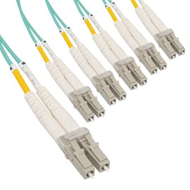 ICC LC to LC OM3 50/125µm Multimode Fiber Patch Cable, Data Center Grade 0.1dB Typical Insertion Loss, ONFR Riser Jacket, Aqua, 2 Meter (7 ft), 6 Pack