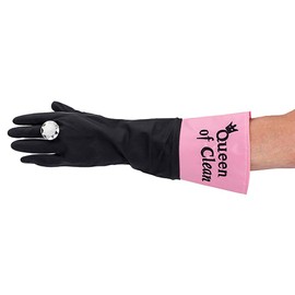 Diabolical Gifts DP0989 Queen of Clean Washing up gloves, Pink and Black (Pack of 2)