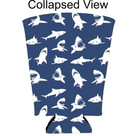 Coolie Junction Shark Pattern Pint Glass Coolie; USA Made, Great, White