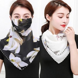 [ON8] Floral Face Cool Guard for Sun Protection White Leaf Cover