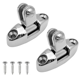 Amadget 2 Pcs Boat Top Bimini Deck Hinge Swivel Side Mount 316 Stainless Steel with Rubber Pad and Screws