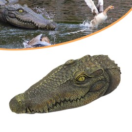 Alligator Pool Float, Crocodile Head Ornament Decorations, Floating Alligator Head Decoy, Outdoor Fake Crocodile for Koi Pond Lawn Garden, Duck Deterrents for Pools, 5.7 * 3.9 * 13.8 Inches