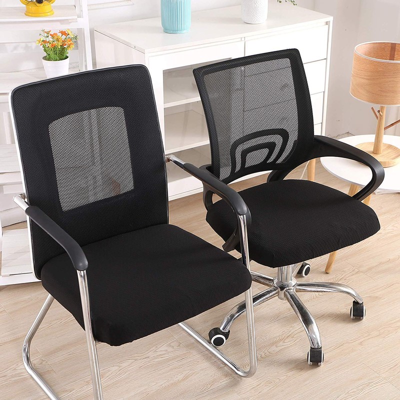 smiry Stretch Chair Seat Covers for Office, Black 1PC Jacquard