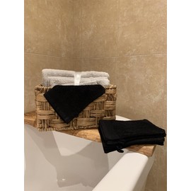 Adore Home 6 x Premium Quality Wash Mitts Absorbent Flannel Face Mitt Body Scrub, Black