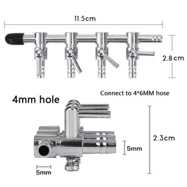 WanFengXue 2Pcs Aquarium Air Flow Control Valve Lever Distributor Chromium Copper Four Hole Splitter Aquarium Air Tube for Fish Tank Air Flow Control