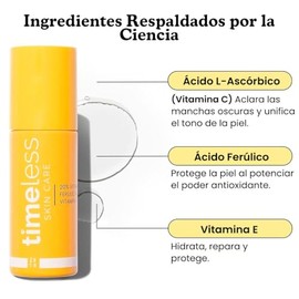 TIMELESS SKIN CARE - Vitamina C Serum Facial 20% con Ácido Ferúlico y Vitamina E para rostro 50 ml