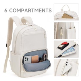 Travel Laptop Backpack for Men & Women, Everyday Backpack Luggage Bag 15.6inch Laptop for Work Travel Shopping Them Park (Beige)