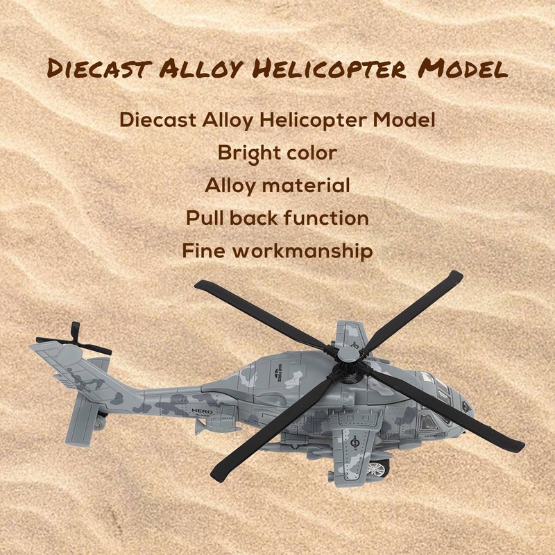 Diecast Metal Helicopter Model Sound Light Pullback Alloy Fighter Aircraft