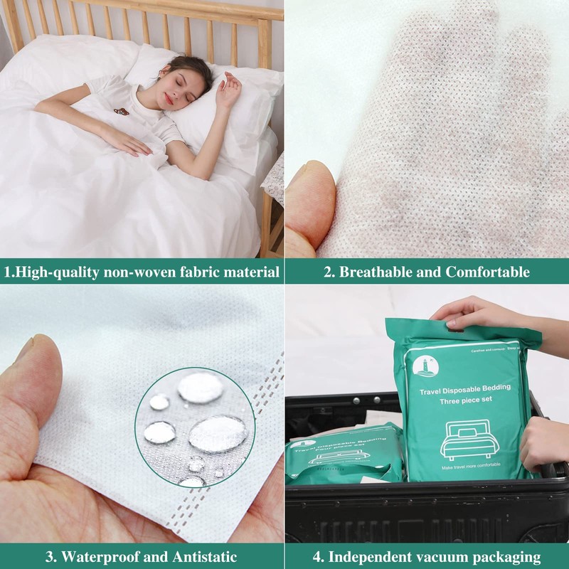 CxLoode 4 Pack Disposable Bed Sheet Queen Size for Hotel,