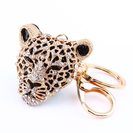 Rhinestone Leopard Keyring, Charm Pendant Purse Bag Key Ring Chain Keychain Crystal Leopard Keyring Car Bag Pendant Decoration Girl Women Purse Charm Handbag Phone Bag Keyring