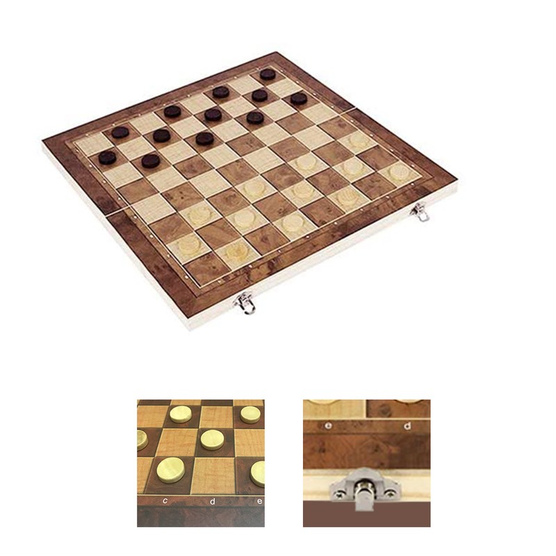 3 in 1 Wooden Chess Set Folding International Chess Entertainment