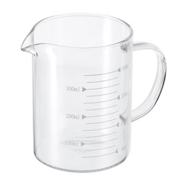 PATIKIL 350ml Glass Measuring Cup, 3.3 Borosilicate Glass Graduated White Printed Scale Liquid Measure Cups Beaker with V-Shaped Spout for Kitchen