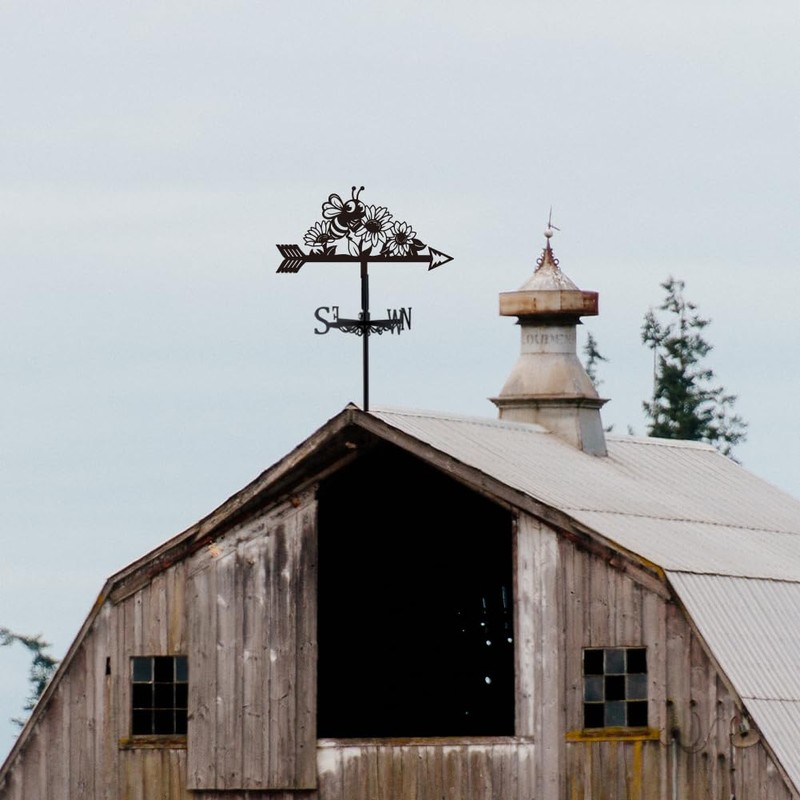 SUPERDANT Bee Weather Vane Bee and Flower Weathervanes Black Metal