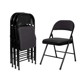 OEF Furnishings (4 Pack Fabric Upholstered Steel Folding Chair, Black