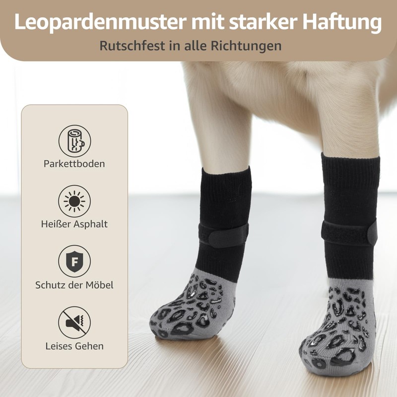 PICK FOR LIFE Dog Socks Non-Slip 2 Pairs Double-Sided with
