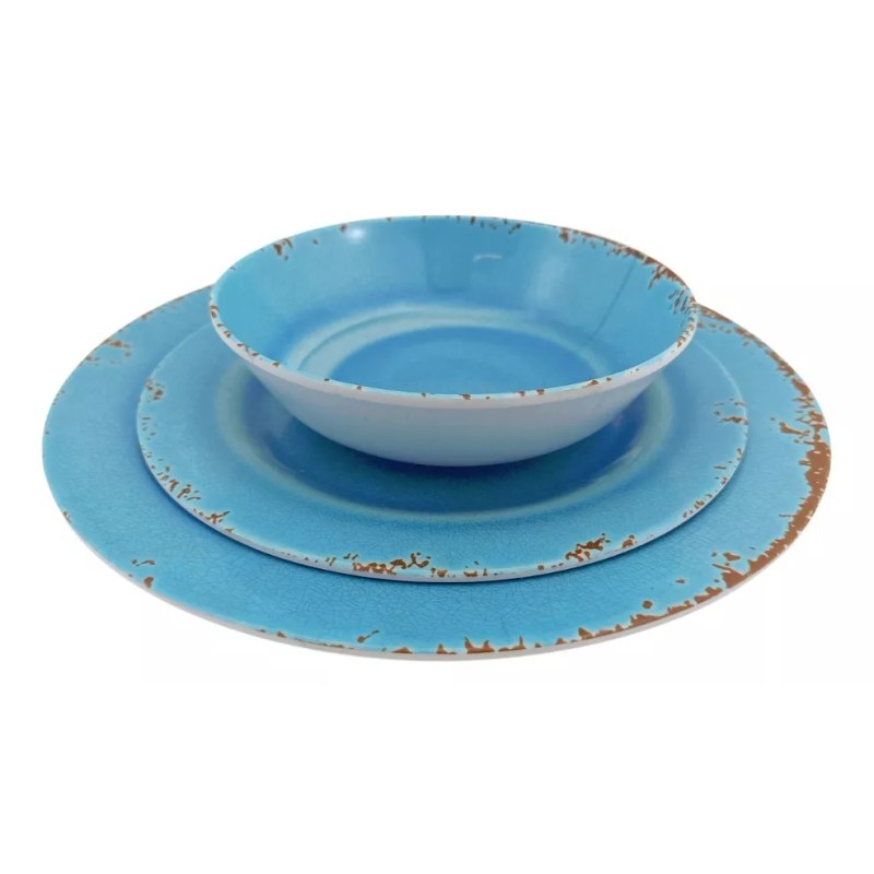 Anforama- Tab & Kit Vajilla Vintage Blu 12 Pzas Para