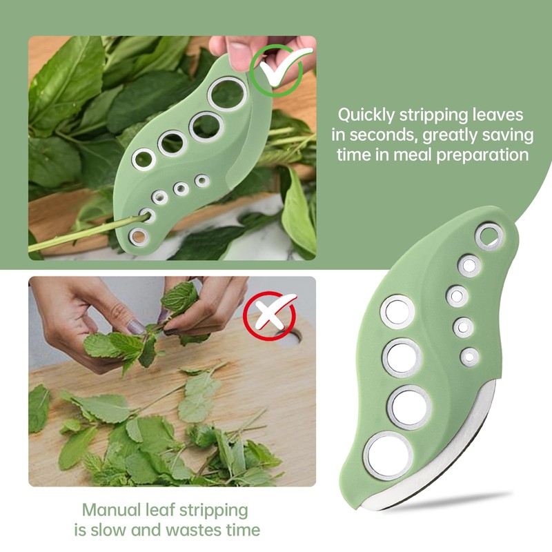 Herb Stripper 9 Holes with Herb Cutter, Stainless Steel Kitchen