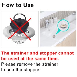 4 Pcs - Bathroom Sink Strainers and Stopper Plug (Use Separately) - 2.125" Top / 1" Basket, Stainless Steel Strainers and Rubber Plug Stopper for Standard Bathroom, Utility, Slop and RV Sink.