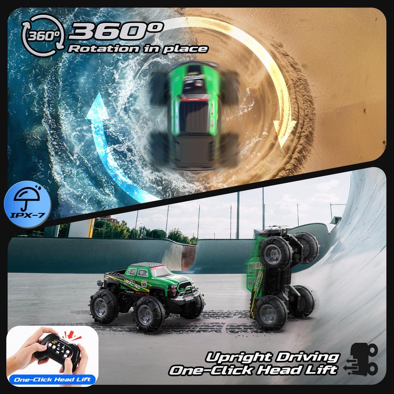 DEERC Amphibious Remote Control Car Green