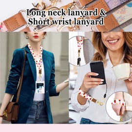 bolimoss Pink Strawberry Lanyard for Keys Keychain Lanyard Holder with Metal Clasp, ID Badges Cute Wrist & Neck Lanyard for Women Girl, Long Teacher Lanyard for Card Holder Car Keys, Wallet, Key Chain