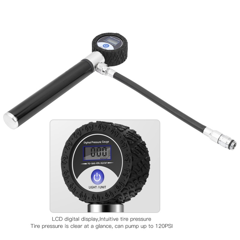 Portable Bicycle Air Pump Manual Tire Inflator 120PSI High Pressure