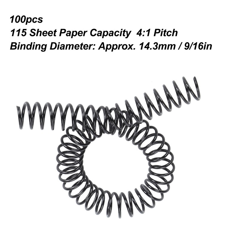 100PCS Binding Spiral 14.3mm Diameter 48 Teeth 4:1 115 Pieces