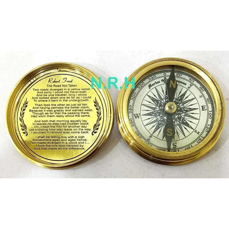 Nautical Replica Hub Robert Frost Poem Compass-Pocket Compass Clander Compass