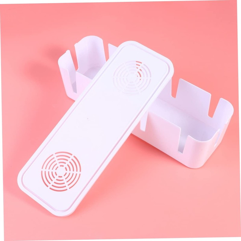 Angoily Space-Saving Power Strip Storage Box White Cord Organizer for