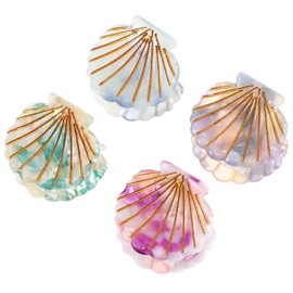 Kichvoe Pack of 4 Shell Jaw Clips Shell Hair Clips Shell Hair Clips Ponytail Holder Hair Pins Hair Accessories for Women Styling Hairdresser